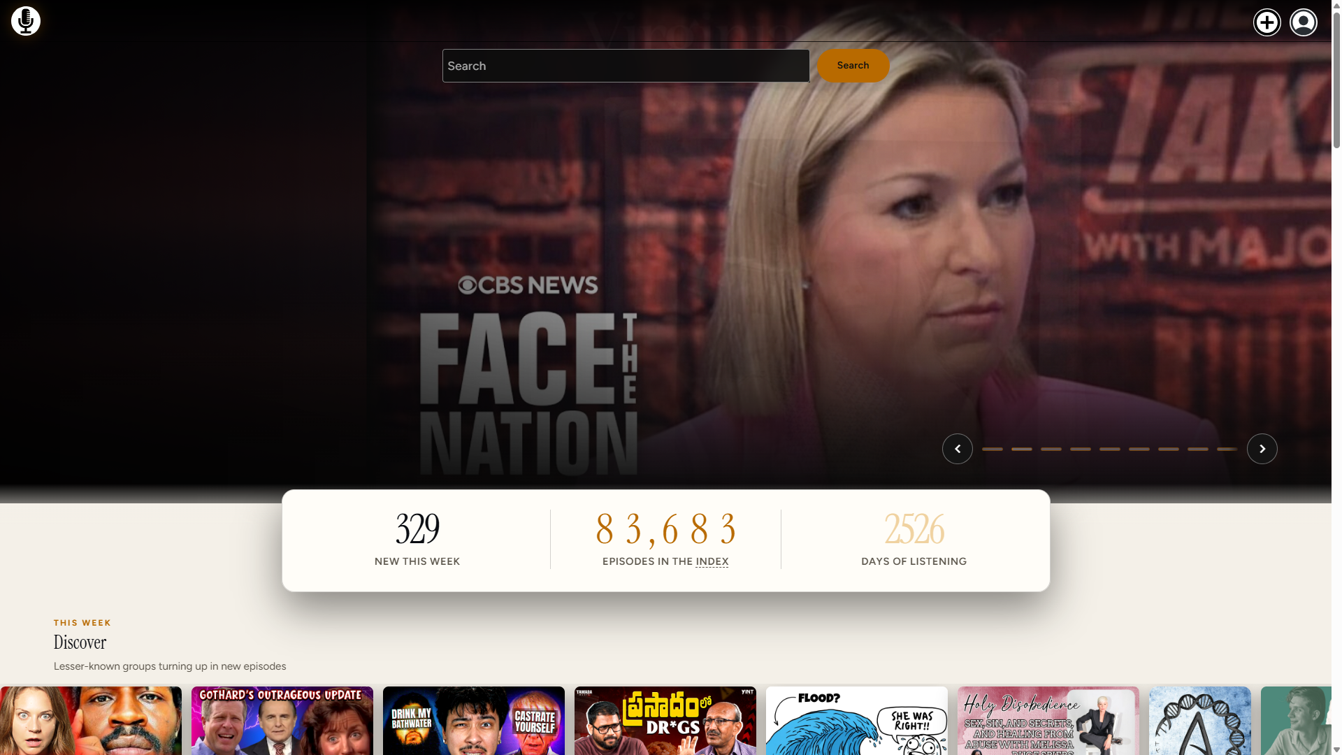 CultPodcasts homepage in light mode